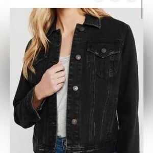 Abercrombie & Fitch Black Denim Jacket with Button Front